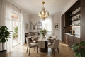 Rendering Wohnküche mit anliegender Loggia und Einrichtung - App.3B - rendering arredo cucina abitabile con loggia